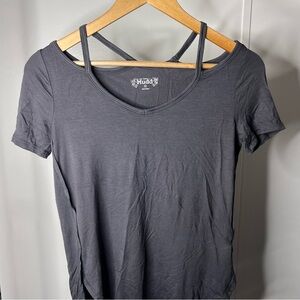 Mudd High-Low Cut Out Short Sleeve Top